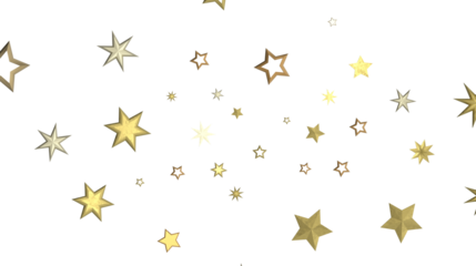 XMAS Stars - Banner with golden decoration. Festive border with falling glitter dust and stars.