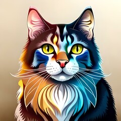 Vector Illustration of a Cute Cat | AI Generative