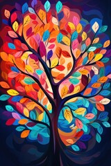 Autumn tree with colorful leaves