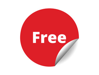 Free round sticker sign. Free circle sticker banner, badge symbol vector illustration.