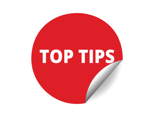Top tips round sticker sign. Top tips circle sticker banner, badge symbol vector illustration.