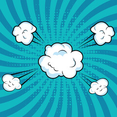 Colorful Comic book, Cartoon comic background with various speech bubbles, symbols, pop-art style and sound effect and  style Rays, radial, halftone, dotted effect colored Halftone Backgrounds