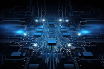 Circuit board background with abstract technology chip processor. Central Computer Processors CPU concept. Motherboard digital chip. Technology science background. Generative AI