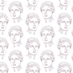 Seamless vector pattern. Sketch for a Greek sculpture of Venus de Milo. © miss LEMON