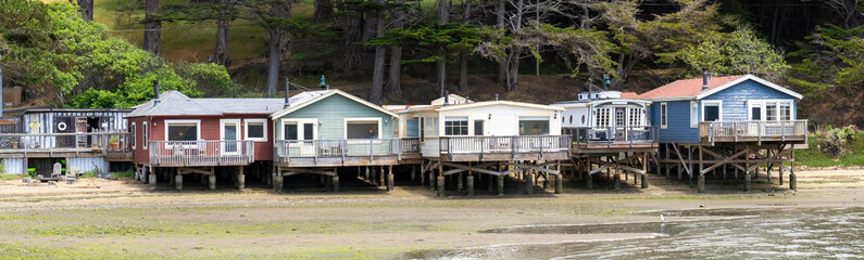 Rustic cottage rentals on Tomales Bay, California.