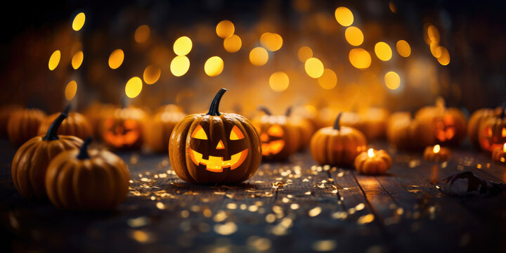 Halloween - Gruseliger K&uuml;rbis - Horror Hintergrund mit Platz f&uuml;r Text