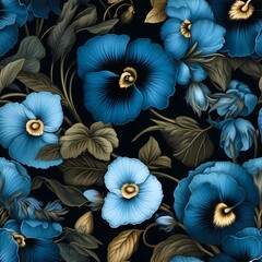 a blue and black pansy wallpaper