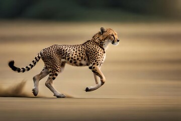 a cheetah running on sand
