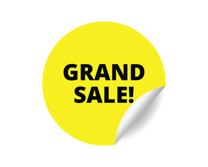 Grand sale round sticker sign. Grand sale circle sticker banner, badge symbol vector illustration.