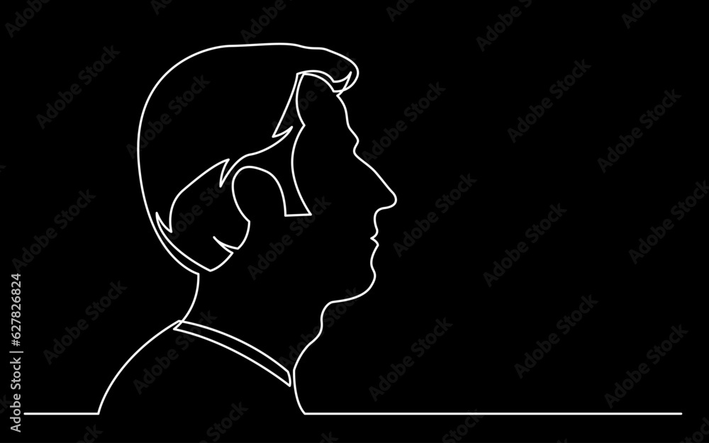 Poster continuous line drawing vector illustration with fully editable stroke of regular person diverse peo