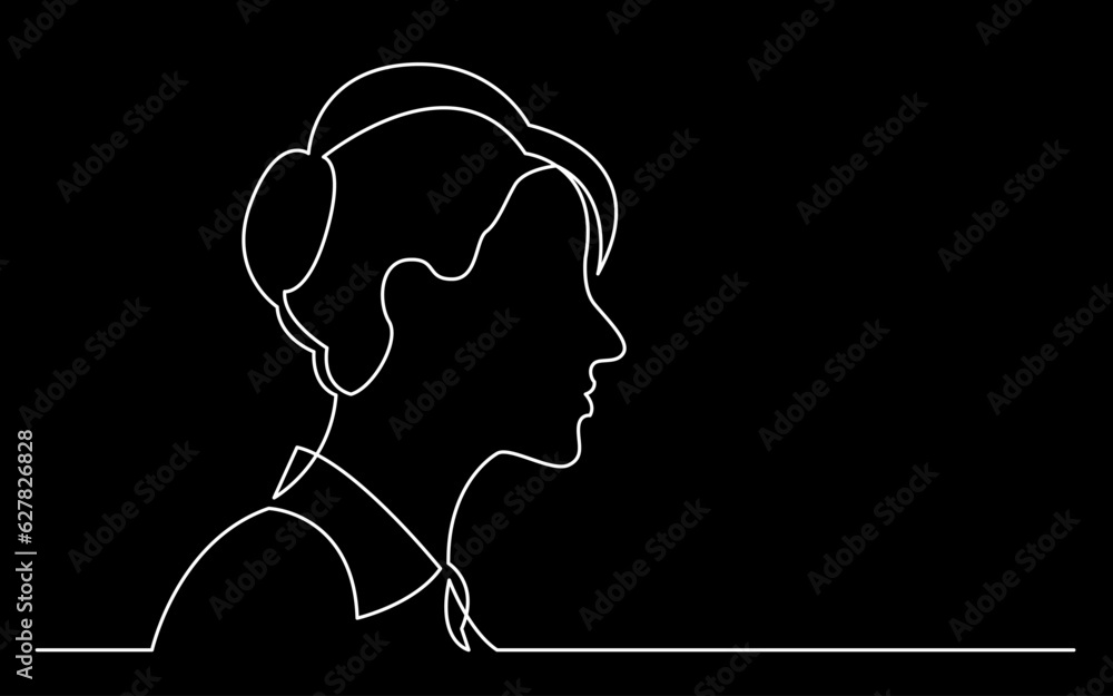 Poster continuous line drawing vector illustration with fully editable stroke of regular person diverse peo
