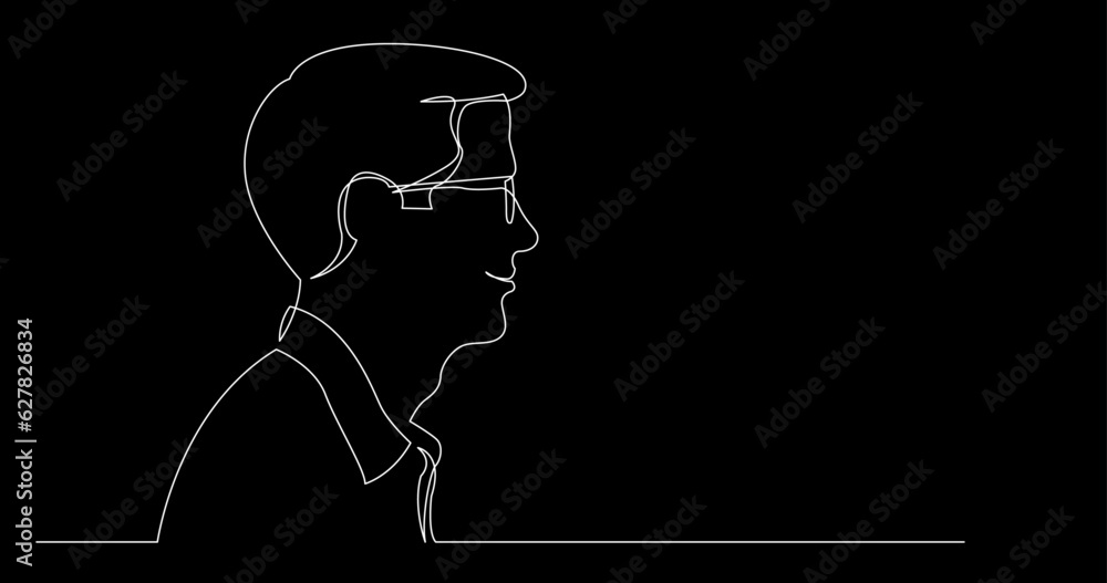 Poster continuous line drawing vector illustration with fully editable stroke of regular person diverse peo