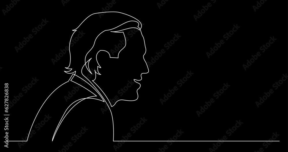 Poster continuous line drawing vector illustration with fully editable stroke of regular person diverse peo