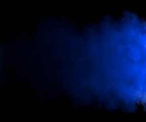 abstract smoke clouds background in blue colors on black background