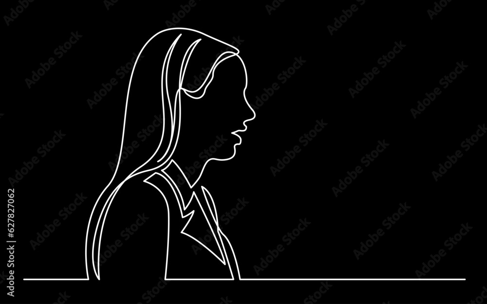Poster continuous line drawing vector illustration with fully editable stroke of regular person diverse peo