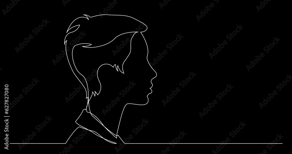 Poster continuous line drawing vector illustration with fully editable stroke of regular person diverse peo