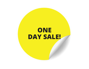 One day Sale round sticker sign. One day Sale circle sticker banner, badge symbol vector illustration.