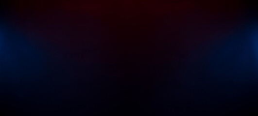 Neon spot lights on black cardboard. Blue and red spot lights on black background. selected focus