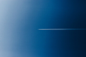 Beautiful blue of the sky. Birds, planes