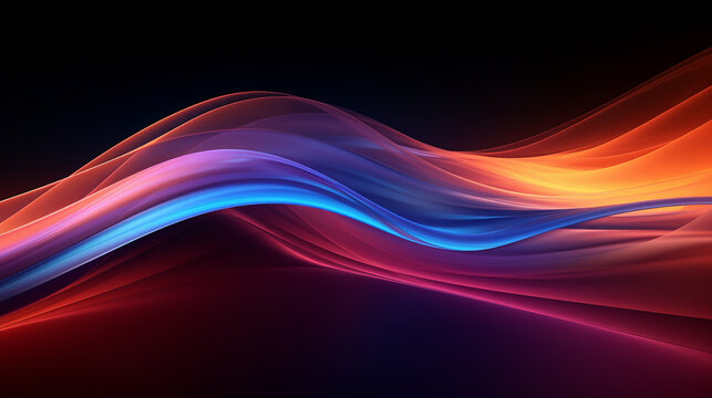 A vibrant wave of light against a dark backdrop