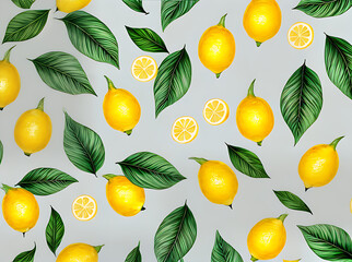 Obraz premium Lemonfilled floral backdrop adorned with pastel drawings.