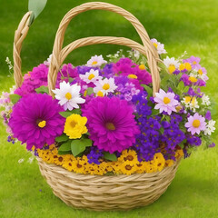 Fototapeta na wymiar A beautiful basket full of flower