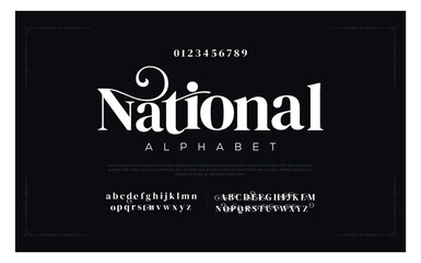 Modern and classic sans serif font with a unique style and fancy look. This typeface is perfect for an elegant & luxury logo, book or movie title design, fashion brand, magazine, clothes.