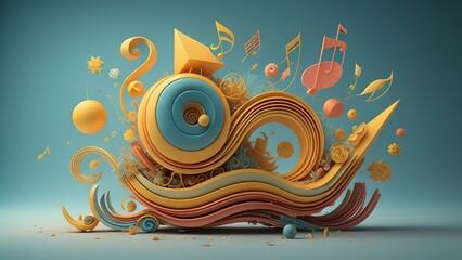 3D abstract music background