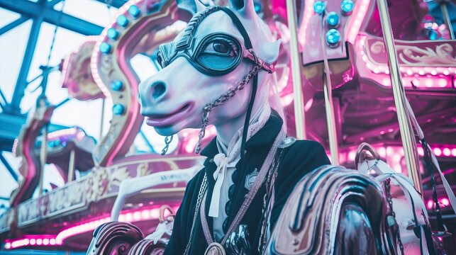 conceptual illustration of a crazy trip to the imaginary cirkus, ai tools generated image
