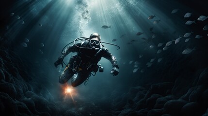 illustration, diving in the ocean, ai generative