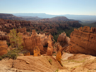 Bryce Canyon: famous for its pinnacles, the hoodoos, produced by the erosion of the rocks due to the action of water, wind and ice. rocks with intense color  from red to orange to white.