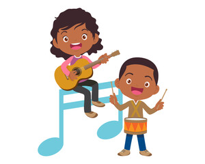 Music kids.Play music concept of music school