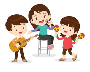 Music kids.Play music concept of music school