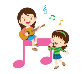 Music kids.Play music concept of music school