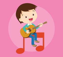 Music kids.Play music concept of music school