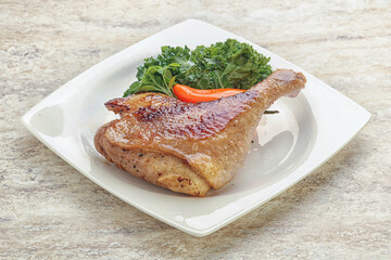 Roasted duck leg with orange sauce
