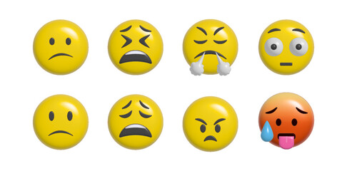 Set of emoticons, emoji isolated on white background