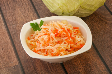 Sauerkraut - pickled cabbage in the bowl