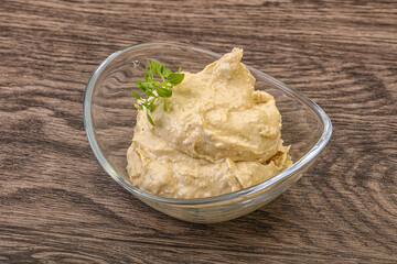 Vegan food - hummus with olive oil