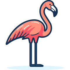 Pink flamingo bird outlined vector logo