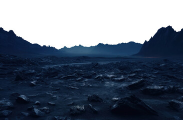 moon surface. dry stone landscape. Isolated transparent PNG. Alien landscape. desert landscape.