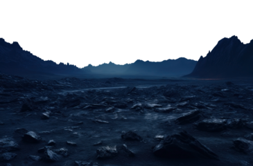 moon surface. dry stone landscape. Isolated transparent PNG. Alien landscape. desert landscape.