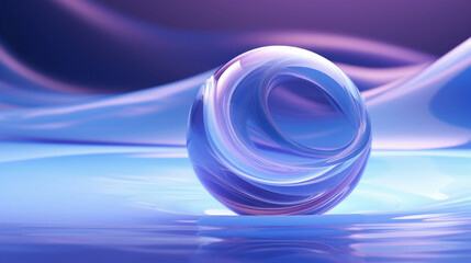 A vibrant abstract artwork with a circular focal point on a blue and purple background