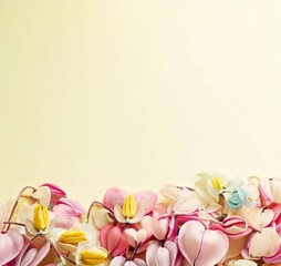 Obraz na płótnie Canvas easter eggs and tulips, with copyspace