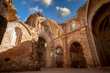 Partly demolished Cistercian church of Monasterio de Piedra in Zaragoza, Spain