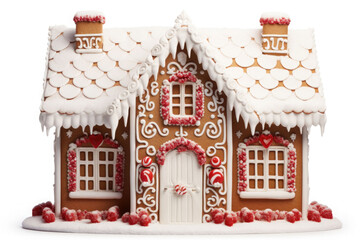 Christmas gingerbread home isolated on the white background. AI generated