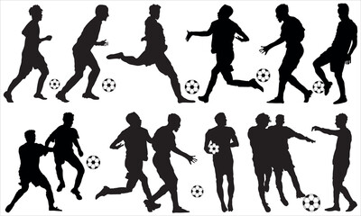 soccer players flat design silhouette vector illustration