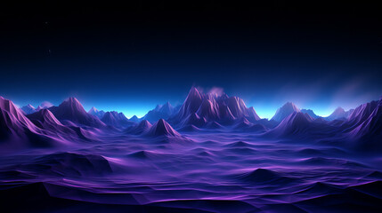A breathtaking computer-generated night landscape of majestic mountain peaks