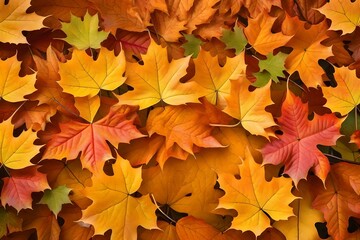 Naklejka na ściany i meble Autumn maple leaves covering the floor