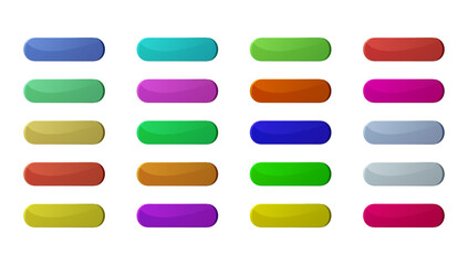 Set of colorful glossy buttons. Vector illustration isolated on a white background.